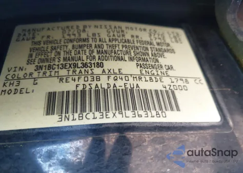 2009 Nissan Versa 1.8S from USA, damaged, VIN 3N1BC13EX9L363180